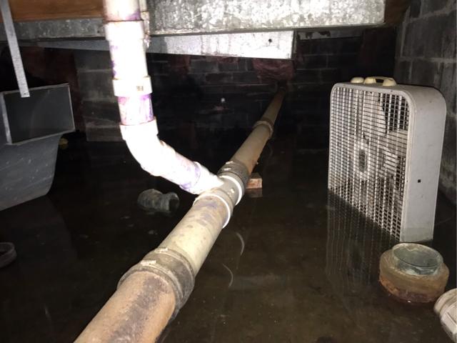 Sump Pump Failure in Crawlspace in Saddle Brook, NJ
